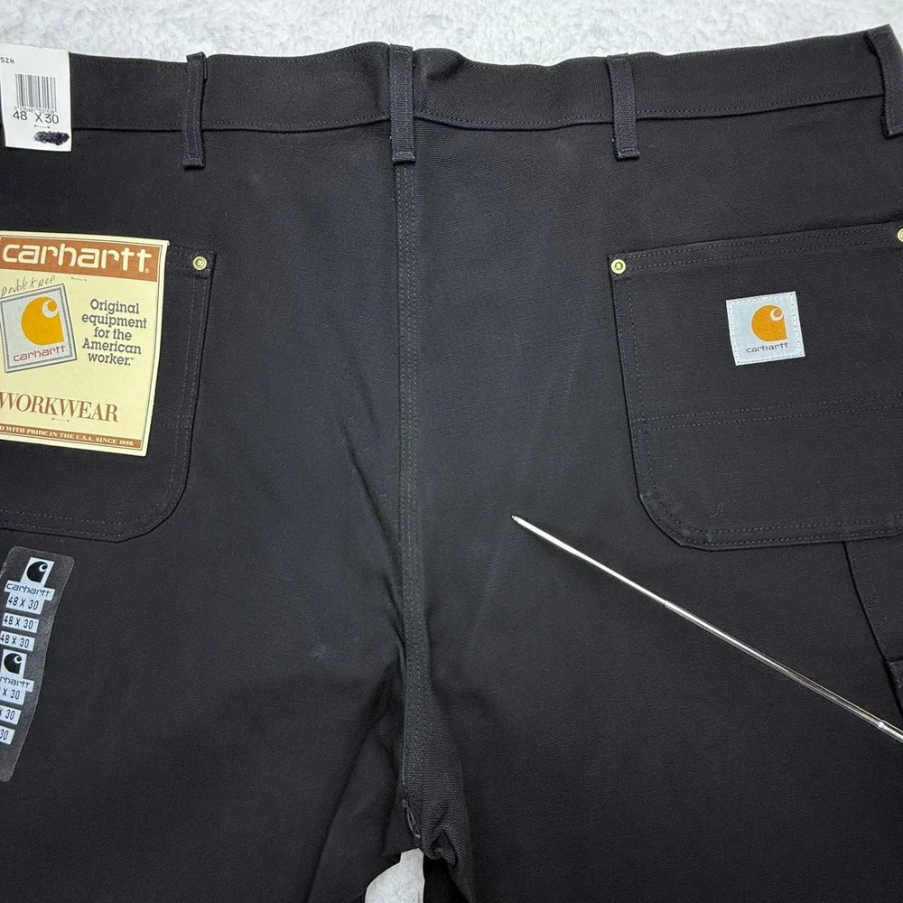 Carhartt B01 BLK 52W Double Front Work‎ Dungaree Pants Black 48x30 USA NWT